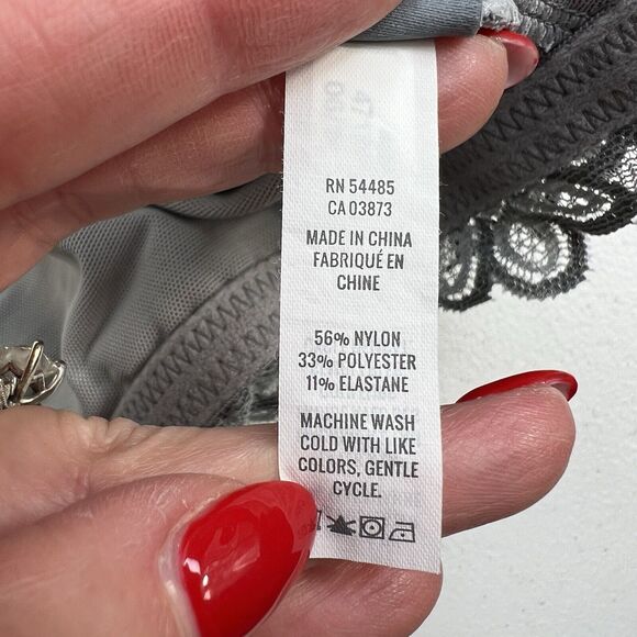 Aerie XL Bralette Bra Lace Triangle Bra Gray Floral Unlined Wireless No Padding - Picture 9 of 13